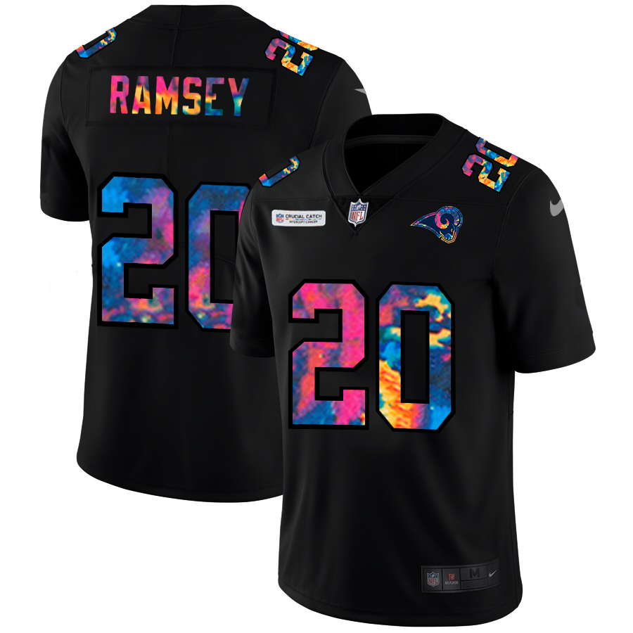 NFL Los Angeles Rams #20 Jalen Ramsey Men Nike MultiColor Black 2020 Crucial Catch Vapor Untouchable Limited Jersey